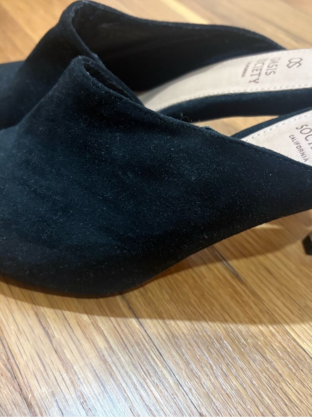 Oasis Black Suede Slip-On Women's Mules